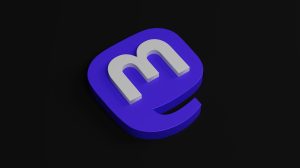 Purple logo of mastodon social network.