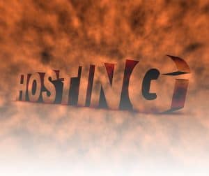 Graphic showing the word "hosting" in orange with orange background.