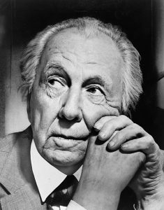 Black and white image of Frank Lloyd Wright.