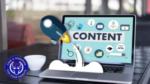 4 Phases To Unparalleled Brand Communication In Social Media 3 Website content with comic jet launching.