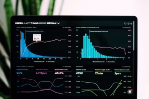 A chart of data on a computer.