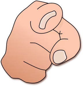A finger pointing with transparent background to represent an assertive tone.