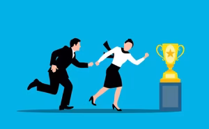 Two business competitors to represent geofencing marketing.