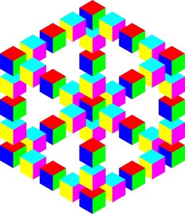 An optical illusion for color perception.