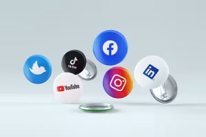Social media icons for brand communication.