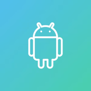 Android logo with a turquiose background.