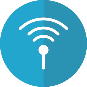 Gps Vs. Beacon For Geofence Accuracy: A Comprehensive Breakdown 2 Blue bluetooth beacon icon with transparent background.