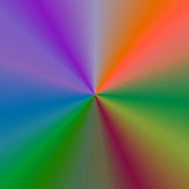 Tints and tones in color radiating out from the center.