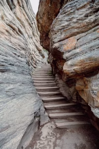 How To Define Company Core Values: A 5-Step Framework For Success 2 Stone steps going through a canyon.