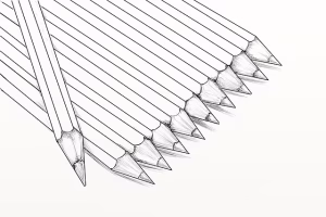 How To Design An Amazing Symbolic Logo: From Abstract Concept To Brand Icon In 3 Steps 4 A black and white sketch of pencils.