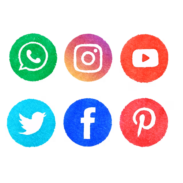 Multi-colored social media icons.