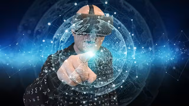 A person pointing at technology.