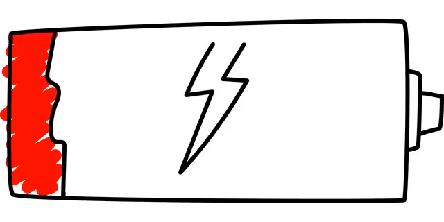 A drawing of a battery with a low life.