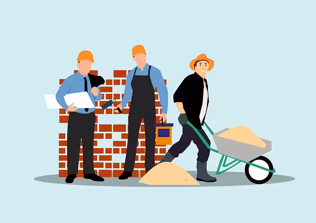 Construction workers representing home builders with an aqua background.