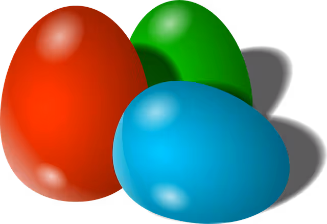 Three eggs showing color saturation.