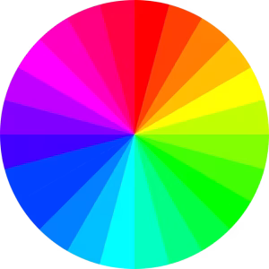 A color wheel showing hue.