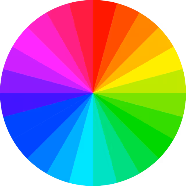 A color wheel showing hue.