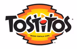 Orange, yellow, and black tostitos logo.