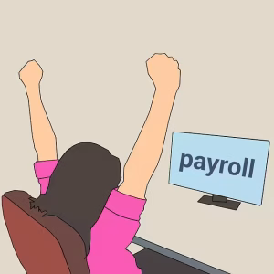 A Comprehensive Guide: How To Automate Timesheets With Geofencing For Field Staff 2 A cartoon woman celebrating payroll.