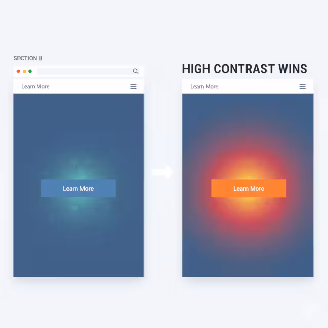 The Psychology Of Gradients In Web Interfaces: Magical Beyond The Colors 4 Low contrast vs. High contrast in two boxes with a gray background.
