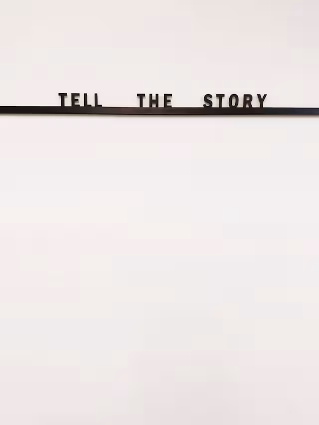 Tell the story in black letters on a white background.