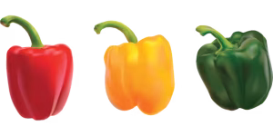 A Comprehensive Guide To Dark Mode Color Palette Principles 4 Three peppers in red, yellow, and green.