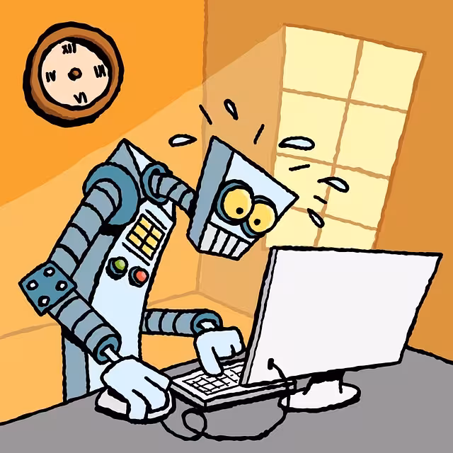 A cartoon drawing of a robot calculating cost scenarios.