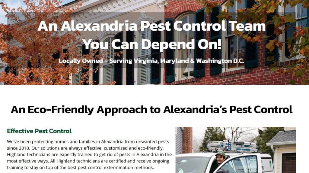 Ad for alexandria pest control team.