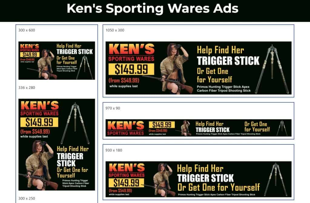 Ad for ken's sporting wares.