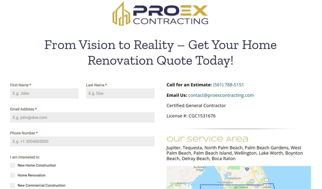 Proex contracting ad.