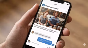 A brand message on a smartphone.