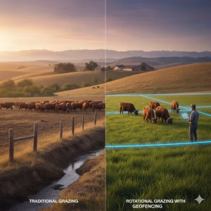 Geofencing For Livestock Tracking: A Comprehensive Guide To Virtual Fencing 3 Cows under different forms of grazing.